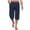 Navy, variant on Plebaso Capri Pants for Men Drawstring Cotton Linen Casual Capris Lightweight Mens Beach Long Shorts