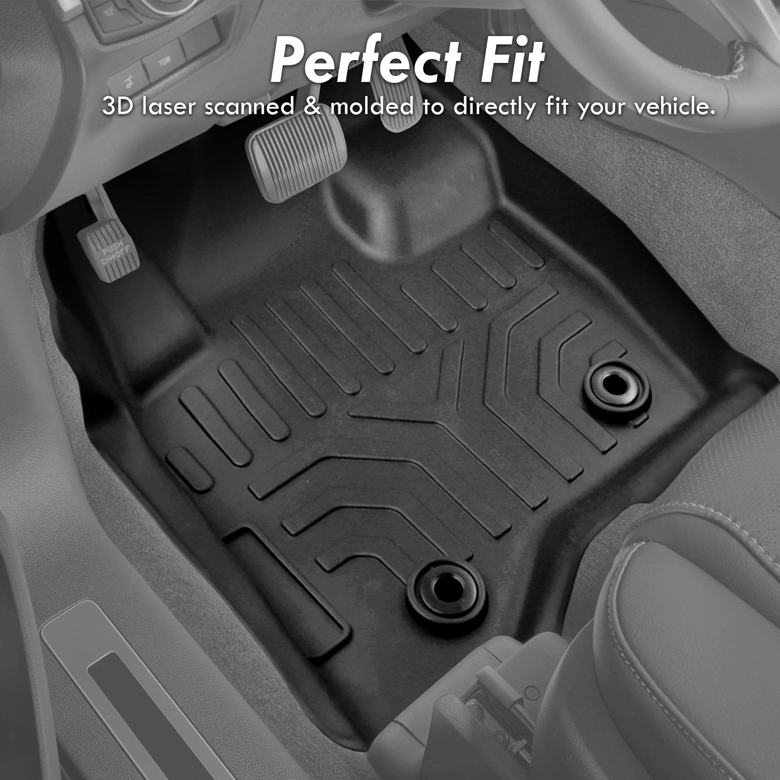 3D All-Weather TPE Car Floor Mats Liner For Ford F-250 / F-350 Super Duty 2017-2022 (Black, 3-Piece Set)