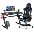 thumbnail image 1 of Goplus Z-Shaped Racing Style Desk &  Massage Gaming Chair Set for Home Office, 1 of 10
