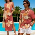 thumbnail image 2 of KUIFORTI Couple Matching Outfits Tropical Red Floral Washable Matching Summer Outfits for Couples Hawaiian Shirt for Men with Soft Fabric Breathable for Summer Vacation Trip, 2 of 7