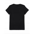 thumbnail image 3 of Women's Casual Short Sleeve T-Shirt - HOORAY! IT's LIBRARY DAY Graphic Print with Books, Flowers & Stars - Black Round Neck Summer Top - 100% Cotton Machine Washable, Easycare Clothing, Whimsical, 3 of 7