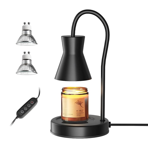 ACDANC Candle Warmer Lamp,Dimmable Metal Candle Lamp Warmer Height Adjustable,Melting Wax Lamp with Timer,Compatible with Candle,Candle Warmer Lamps Scented Wax for Home Decor,Black