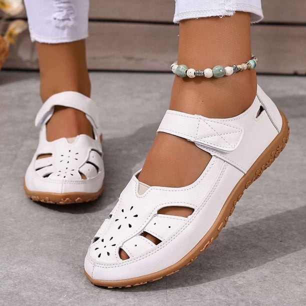 MKLEKYY Sandalias Ortopédicas para Mujer, Informales, Transpirables, Caladas, Planas, para Uso Diario, Cómodas, Duraderas, para Primavera, Verano y Otoño.