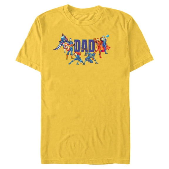 Marvel Super Heroes Avengers Family Vacation Trip Dad - Short Sleeve Blended T-Shirt for Adults - Customized-Yellow
