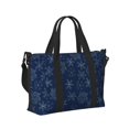 thumbnail image 2 of Zufioo Snowflake Dark Blue Pattern Hand-held Travel Bag, Waterproof Adjustable Shoulder Strap Crossbody Duffel Bag, Suitable for Work, Short trips, Sports, 2 of 8