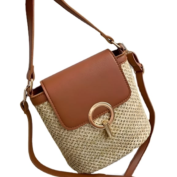GASTROPOD Cross Body Handbags for Women Straw Woven Beach Shoulder Bag Summer Handmade Purses (Brown)