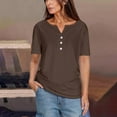 thumbnail image 2 of Womens Shirts Casual Sevevn Women's Half Sleeve T-Shirts Button Down Scoop Neck Summer Casual Tops Summer Tops For Women 2025, 2 of 6
