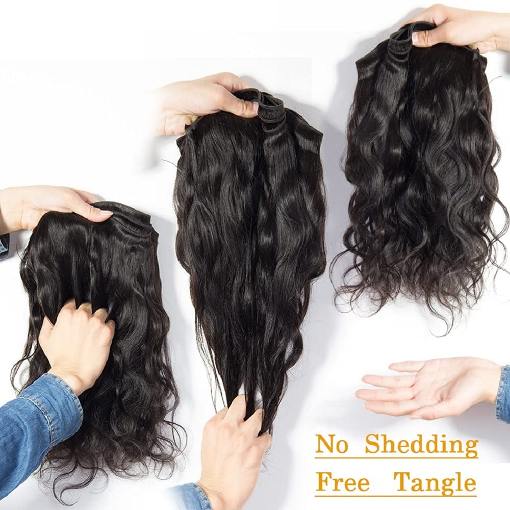 Ustar Brazilian Virigin Remy 100% Human Hair Weave Body Wave Natural Black Color 1B - 20,22,24 INCH (3 Bundles)
