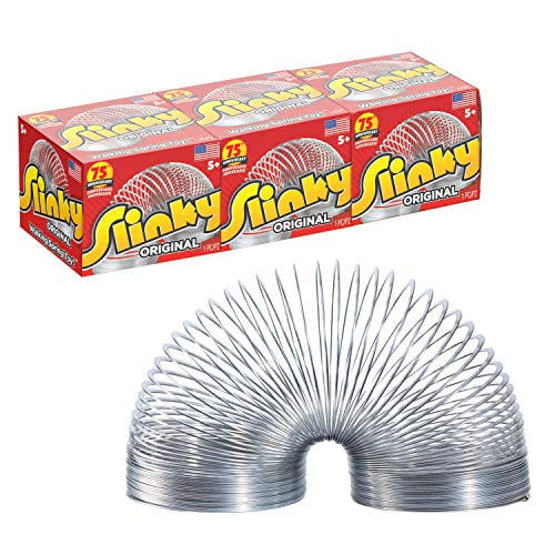 The Original Slinky Walking Spring Toy, 3-Pack Metal Slinky, Fidget ...