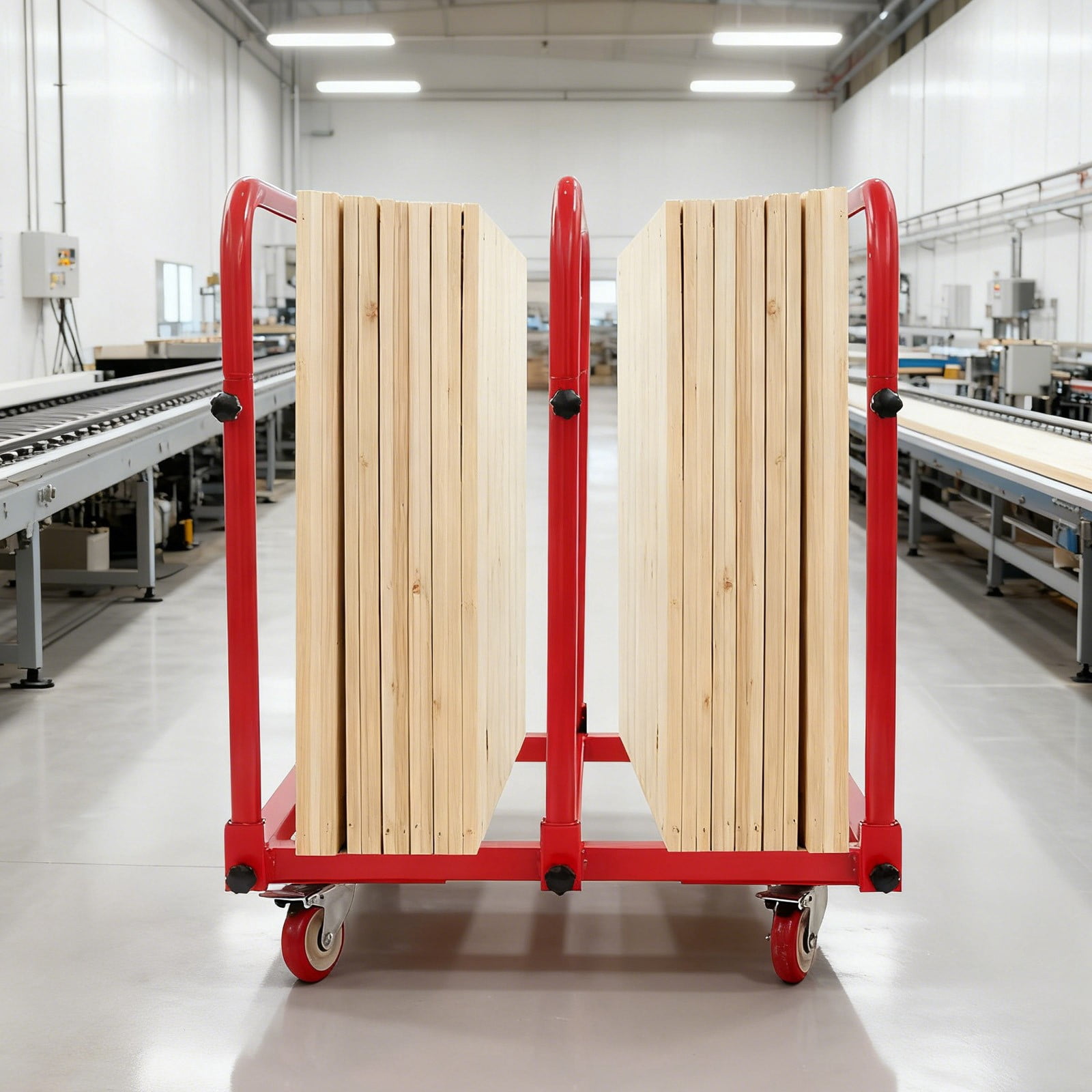 ToppiJoy Heavy Duty Hand Truck Dolly with 4 Swivel Casters, Industrial Hand Cart Hold up to 1400lbs for Plywood, Warehouse, Factory, Workshop (Red)