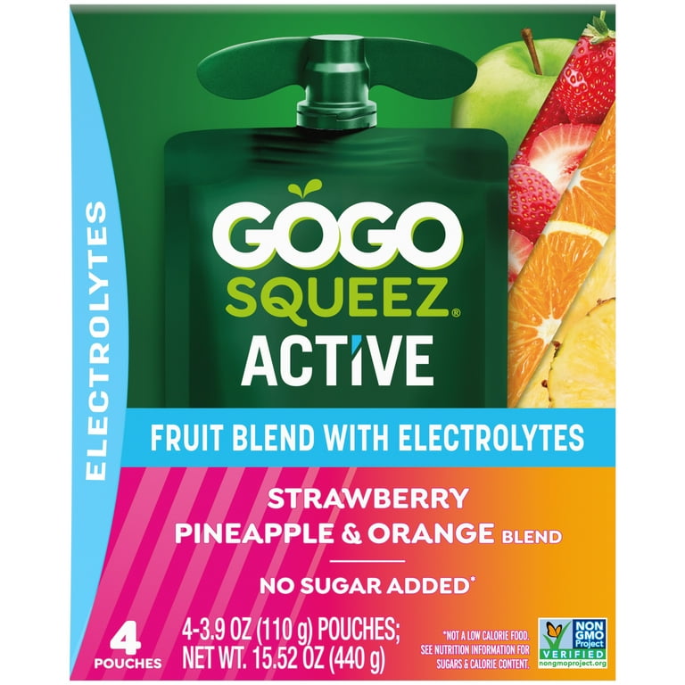 ※ GOGO73 ※ GoGo squeeZ Active Electrolyte No Sugar Added Strawberry Pineapple
