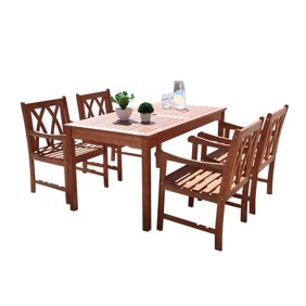 Vifah Malibu 6 Piece Hardwood Patio Dining Set Walmart Com