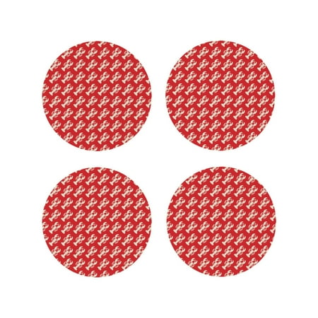 

Fuzoiu Retro Lobsters Print Leather Coasters Set Drink Coasters Set of 4 for Tabletop Protection Durable PVC Coasters Home Décor and Housewarming Gift-Round Shape