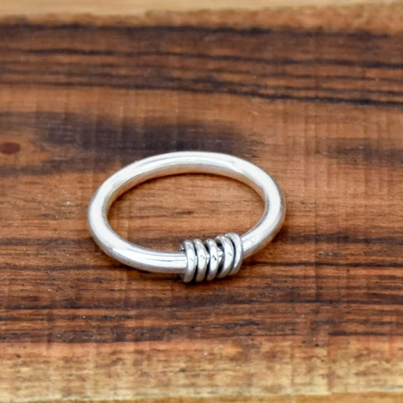 SS DESIGNS Round Band Ring, 925 Sterling Ring, Silver Stacking Ring, Handmade ring, Five Rolling Band Ring, Dangling Band Ring, Thick Round Band Ring