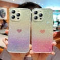 thumbnail image 2 of for iPhone 15 Pro Bling Glitter Case, Cute Heart Gradient Laser Holographic Iridescent Clear Case with Camera Lens Cover Protective Soft Shockproof Phone Cover for Women Girls (Pink Heart), 2 of 6