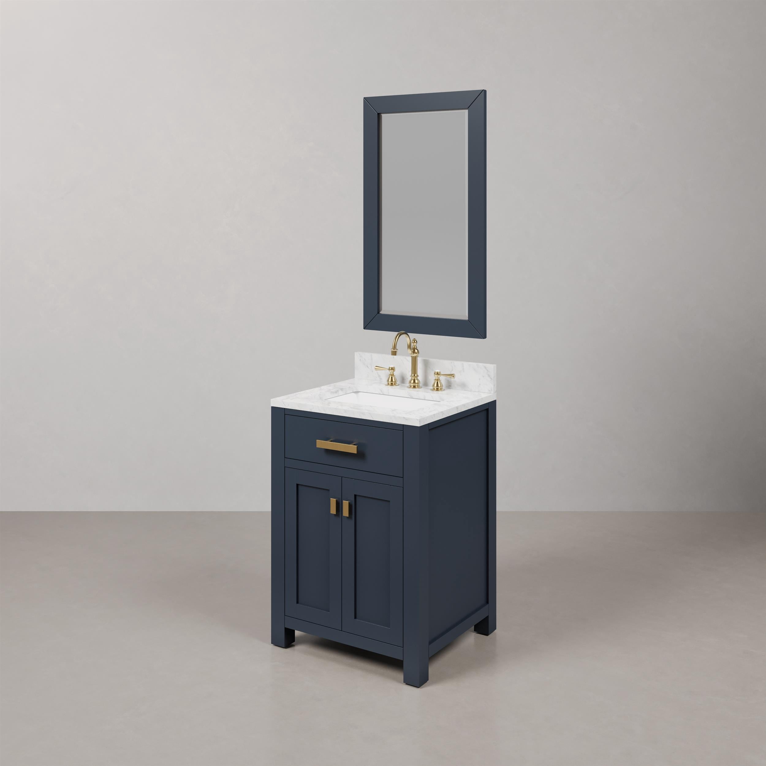 Water Creation Madison 24" Solid Hardwood Single Bathroom Vanity in Blue/Gold