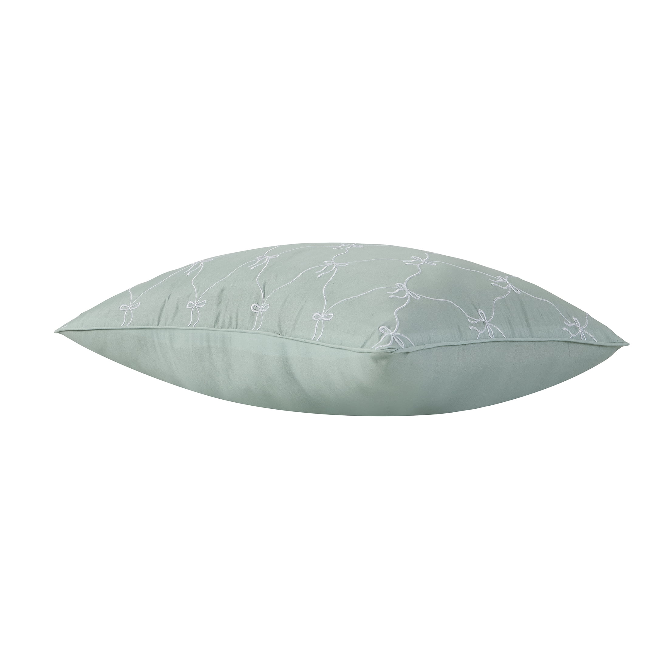 Home Decor Collection 14" x 20" Green Bow Embroidered Decorative Pillow