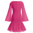 thumbnail image 2 of IBTOM CASTLE Teen Girls Dress Graduation Dress for Girls Long Bell Sleeve Mermaid Hem Prom Bodycon Dress With Shorts Bowknot Slim Fit Dresses Homecoming Birthday Outfit Red, 2 of 7