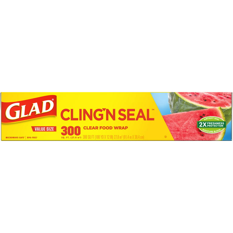 Glad ClingWrap Plastic Food Wrap, 200 Square Feet (Pack of 32