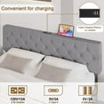 thumbnail image 4 of Bed Frame with USB Ports，Upholstered Platform with Adjustable Headboard, Strong Frame and Wooden Slats Support, Linen Fabric Wrap No Box Spring Needed, Easy Assembly, Light Gray,Full, 4 of 4