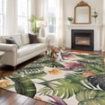 thumbnail image 2 of Large Area Rug 5'x8', Palm Leaves Non-slip Runner Carpet for Living Room/Bedroom/Office, Summer Botanical Tropical Plants Rustic Outdoor Indoor Rectangle Area Rugs Floor Mat for Kitchen/Dining Room, 2 of 9