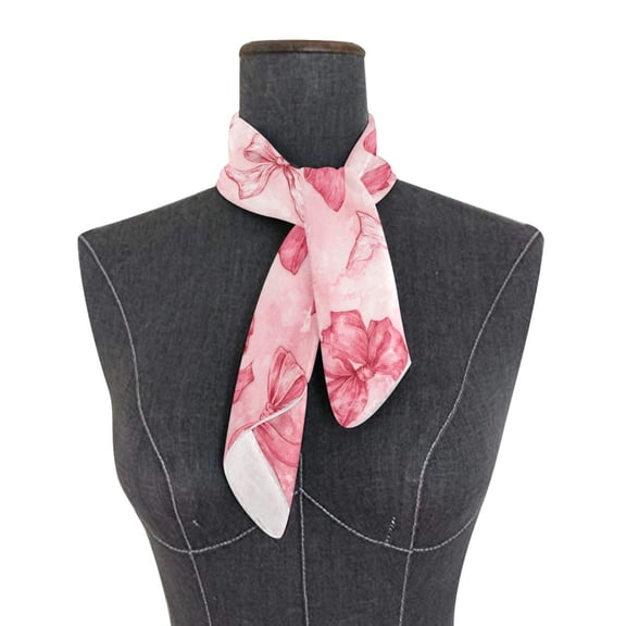 Square Scarf 24x24 Inch Fairytale Cottagecore Style Bows Silky Satin Sun Protection Neck Scarf for Women Multi-Purpose Head Wrap Bandana for Hair Bag Decoration