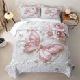 thumbnail image 2 of Homewish Sequin Print Butterfly Bed Spread Queen,Pink White Queen Coverlet Set For Girls Kids,3pcs, 2 of 7