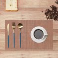 thumbnail image 4 of 4 PCS PVC Dining Table Placemats, Rectangle Vinyl Non-Slip Woven Placemat, Washable Heat-resistance Dinner Mat for Dining Kitchen Restaurant Table - Stain Resistant,, Bronze/18"×12", 4 of 6