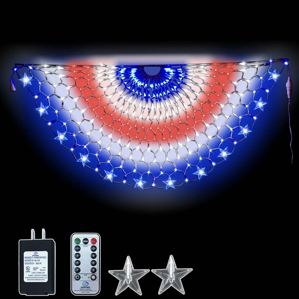 LED Patriot American Flag Pleated Fan Lights Independence Day 4th of