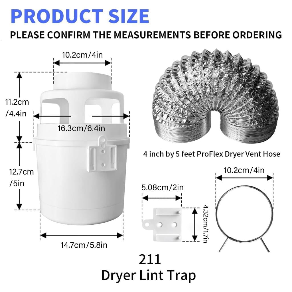 Lerpwige 3 in 1 Indoor Dryer Vent Set with Dryer Vent Hose Dryer Lint Catcher Water