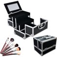thumbnail image 1 of Neceser Maquillaje, 3 Nivele con Espejo Estuche de Maquillaje, Maletin para Maquillaje Multifunción, Caja de Maquillaje Profesional, Cosmetiquera para Maquillaje de Viaje Guarda (Negro), 1 of 4