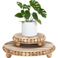 thumbnail image 1 of Yookeer 2 Pcs Wooden Risers for Displays Round Wood Riser Distressed Wood Risers Farmhouse Pedestal Display Stand Rustic Pedestal Stand Beaded Decor for Tiered Trays Home(6/ 9.5 Inch,Brown), 1 of 7