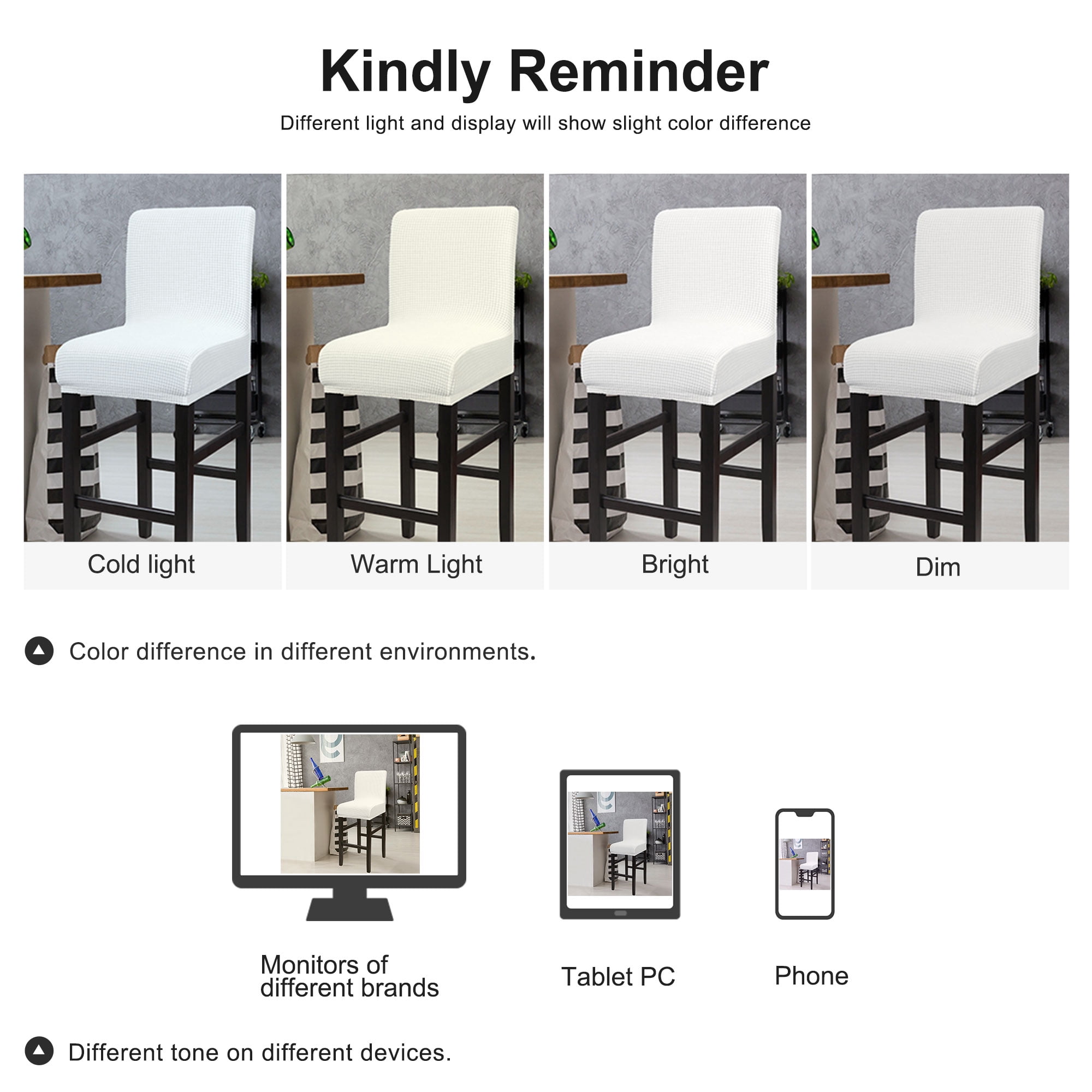 Unique Bargains Polyester Stretch Bar Stool Covers Elastic Band Mid Back Chair Slipcover Snow White 1 Pc