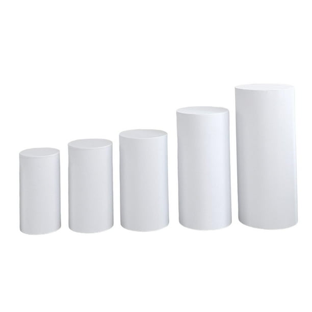 5 piezas de cubiertas de pedestal cilíndricas, cubiertas de soporte cilíndricas, elegantes y duraderas. Blanco