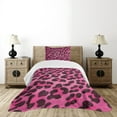 thumbnail image 4 of Ambesonne Teen Room Quilted Bedspread Set 2 Pcs, Vibrant Leopard Skin, Twin Size, Magenta and Black, 4 of 5