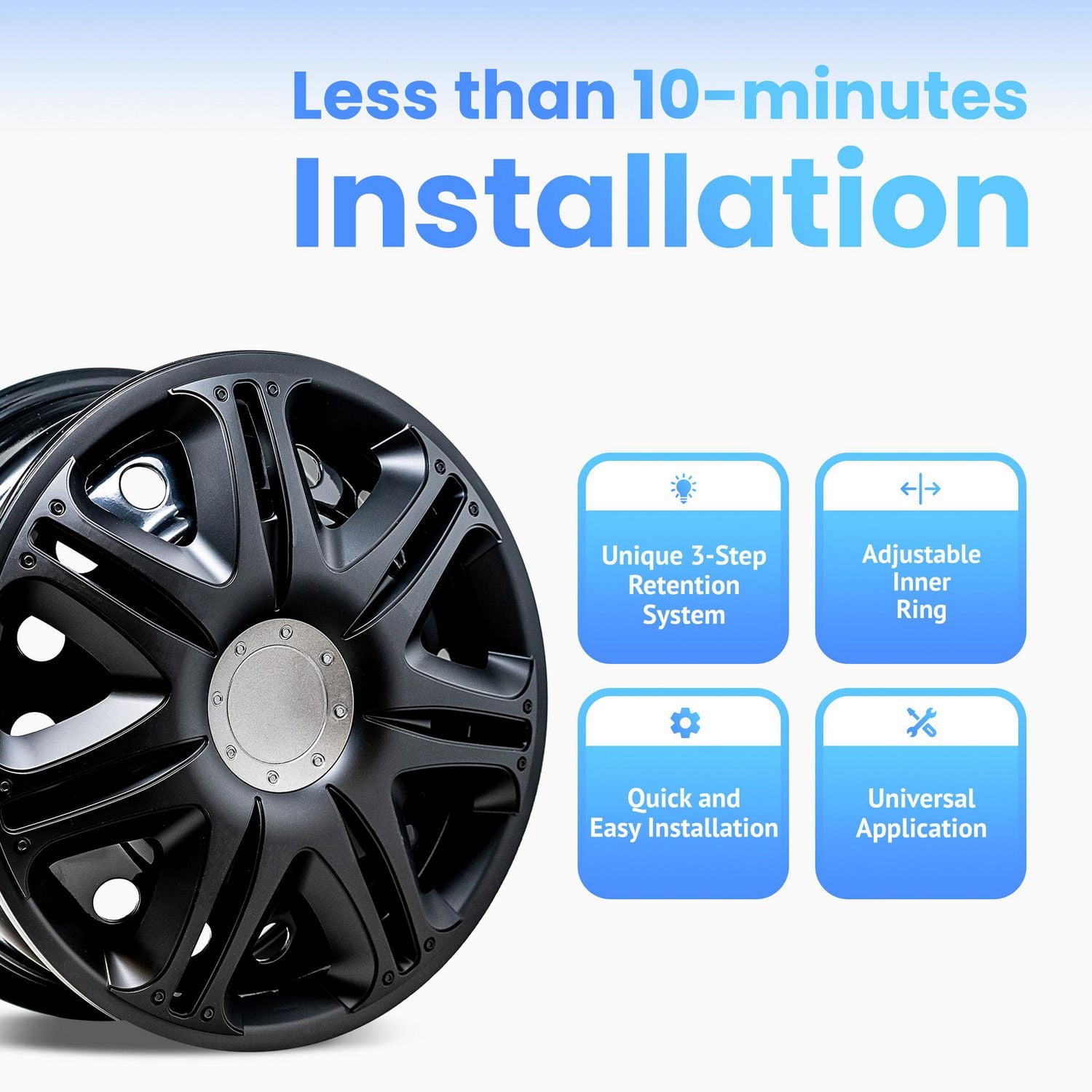 16" Velociti Wheel Covers, Black, set of 4