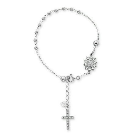 Brilliance Sterling Silver Rosary Charm Bracelet for Women