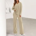 thumbnail image 4 of Matching Pajamas for Couples Fall Fashion Must Have Women Pajama Sets V Neck Cozy Women's Sleepwear Long Sleeve Shirts Womens Pjs Sets Beige, 4 of 4