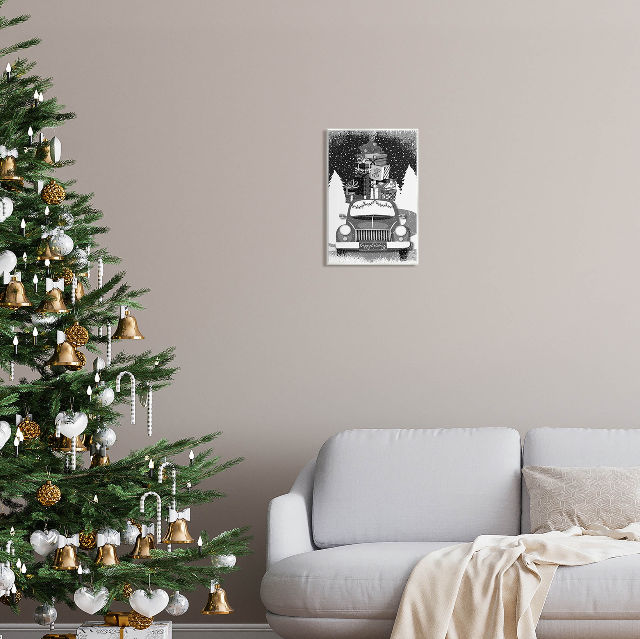 Stupell Industries Happy Holidays Gifts Car Graphic Art Unframed Art Print Wall Art, Design by Andrea Jasid Grassi