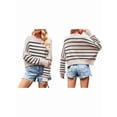 thumbnail image 3 of Women'S Oversized Batwing Sweaters 2025 Fall Outfits Trendy Crewneck Knit Side Slit Pullover Tops Black Apricot S, 3 of 7