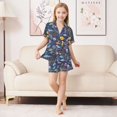 thumbnail image 6 of FORMRS Niños Short Sleeve Top and Pants Pajama Set Unisex Satin 2-Piece Sleepwear, Sizes 13-14Y, Cartoon Ocean Pattern, 6 of 8