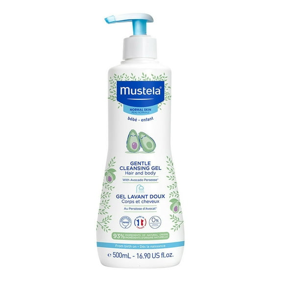 Mustela Gentle Cleansing Gel for Baby Hair and Body with Avocado, 16.9 Oz..