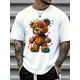 thumbnail image 1 of Camiseta informal de moda para hombre, con estampado de osito de peluche, de algodón de punto, corte regular, cuello redondo, tejido elástico, para todas las estaciones, unisex para adultos, ideal par, 1 of 5