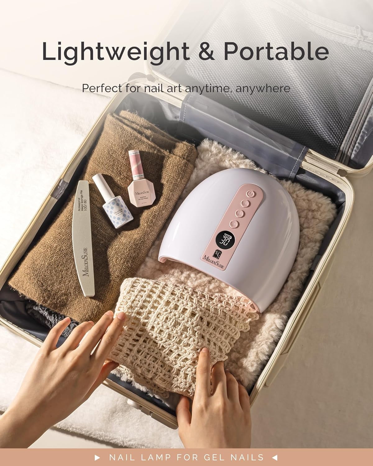 MelodySusie Rechargeable UV LED Nail Lamp, PLUS30G Cordless UV Nail Light with 3 Timer Settings