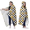 thumbnail image 2 of Wearable Blanket,Black White Checker Sunflower Pattern Hooded Wearable Sherpa Blanket for Adults & Teens,Winter Poncho Shawl Wrap Cape Thick Warm,60"x80", 2 of 5