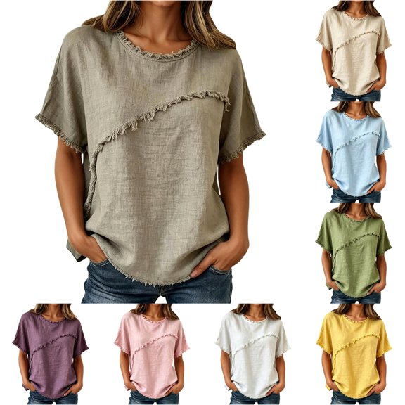Casual Blend Short Sleeve Crew Neck Top with Wide Relaxed Fit for Everyday Comfort Women’s T-Shirts Shirts for Women Casual