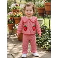thumbnail image 5 of Loicainy Toddler Baby Girl Fall Outfits 6 9 12 18 24 Months 2T 3T Long Sleeve Strawberry Embroidered Plaid Tops and Pants 2 Pcs Clothes Set, 5 of 9