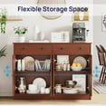 thumbnail image 3 of 49" Brown Buffet Cabinet with Doors & Drawers, Modern Kitchen Storage Sideboard, Coffee Bar Console for Dining Room, Living Room, Entryway, 3 of 13