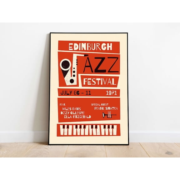 Mid Century Modern Jazz Typography Wall Decor Retro Concert Poster Minimalist Art Size 24x36 Unframed Poster
