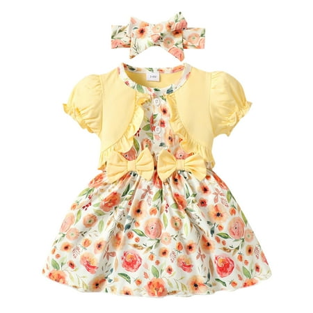 

Wiueurtly Toddler Girls Short Sleeve Floral Prints Princess Dress Dance Party Dresses Clothes Juniors Dresses Girls
